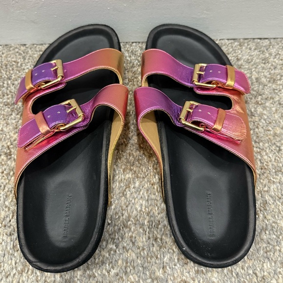 Isabel Marant metallic leather slides size 38 (8 in American sizing) - Picture 3 of 5